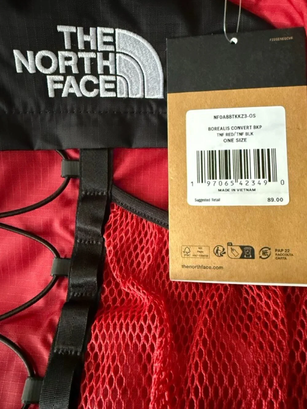 The North Face Borealis Convertible Pack TNF Red/Black 17.5L Backpack Lumbar $89